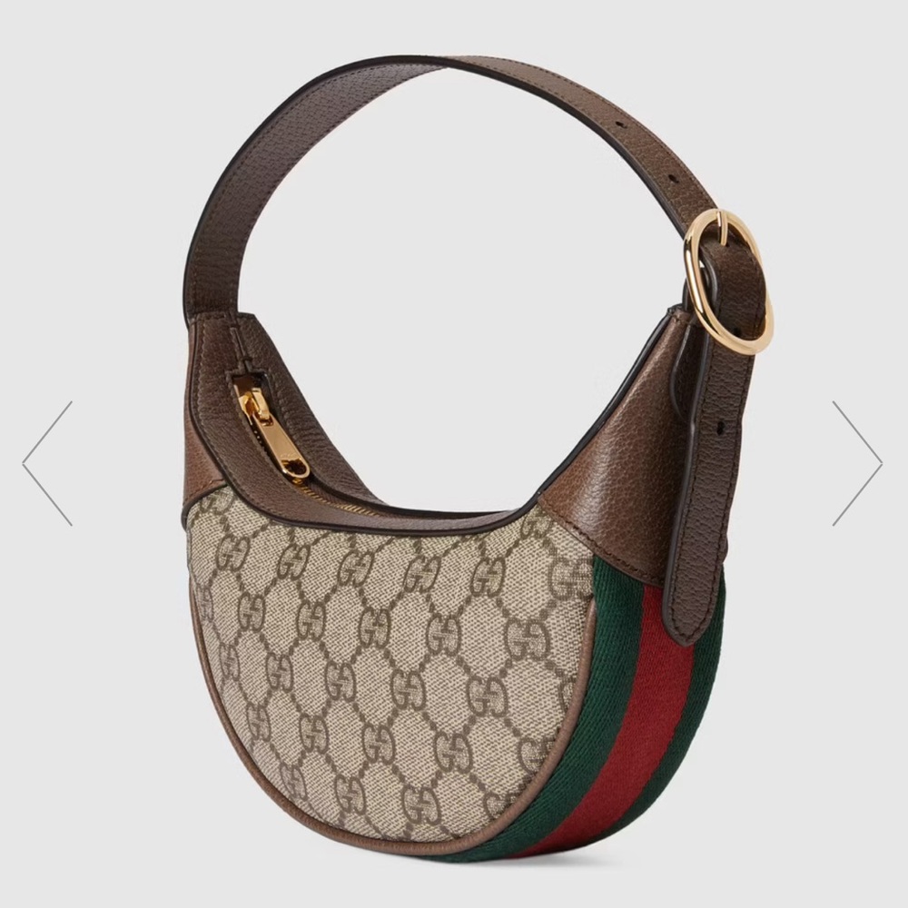 Gucci Beige & Brown GG Mini Crescent Shoulder Bag - Picture 2 of 15